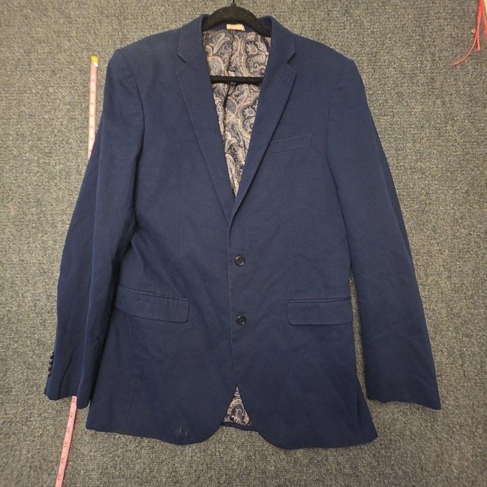 Joseph Abboud Blazer Sport Coat Mens 40XL Blue Cotton Paisley Lined Jacket